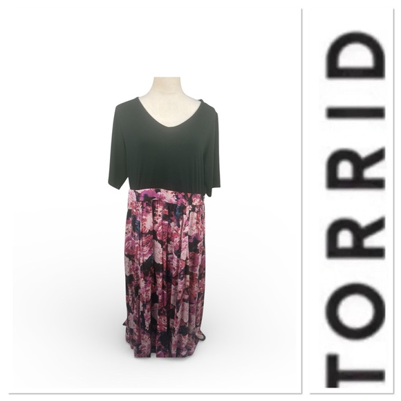 torrid Dresses & Skirts - Torrid floral skirt print and black top dress size 1-1X/14-16